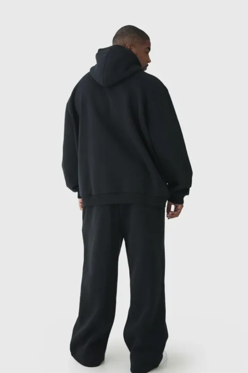 Plus Brushed Back Embroidered Straight Fit Joggers