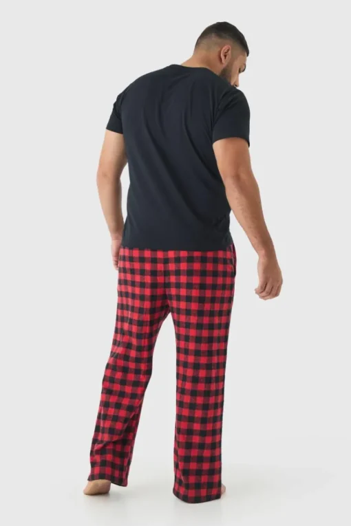 Plus Brushed Check Loungewear Bottoms in Red
