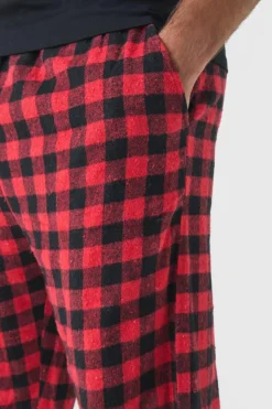 Plus Brushed Check Loungewear Bottoms in Red