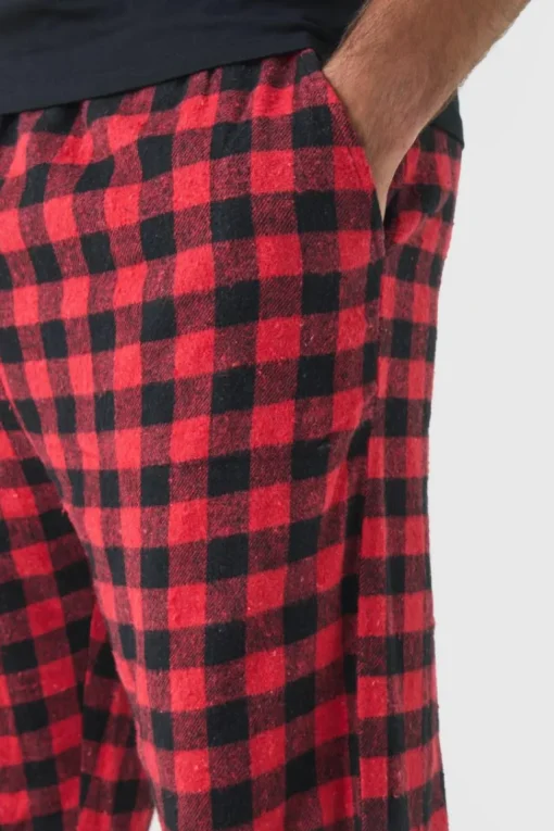 Plus Brushed Check Loungewear Bottoms in Red