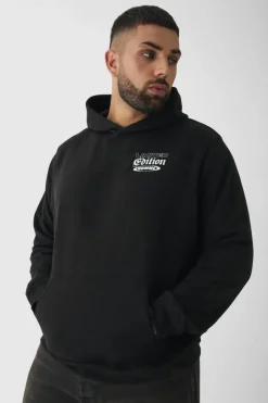 Plus Cherry Graphic Back Print Oversized Hoodie