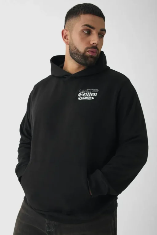 Plus Cherry Graphic Back Print Oversized Hoodie