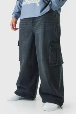 Plus Denim Cargo Parachute Jeans