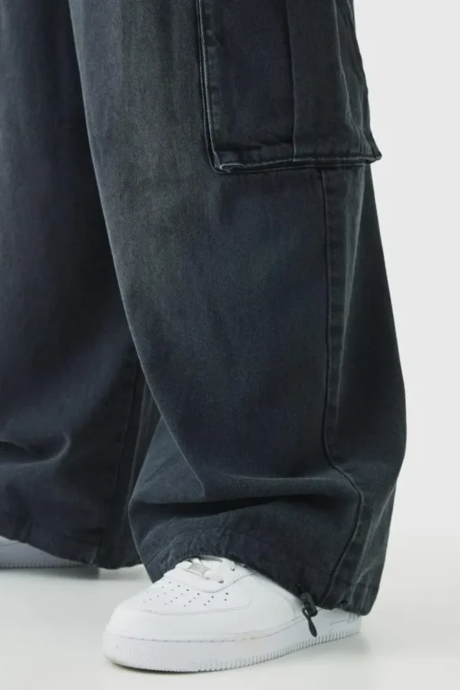 Plus Denim Cargo Parachute Jeans