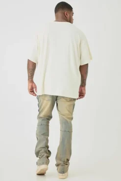 Plus Distressed Stretch Skinny Flared Jeans