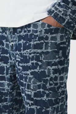 Plus Distressed Tapestry Relaxed Fit Denim Jeans
