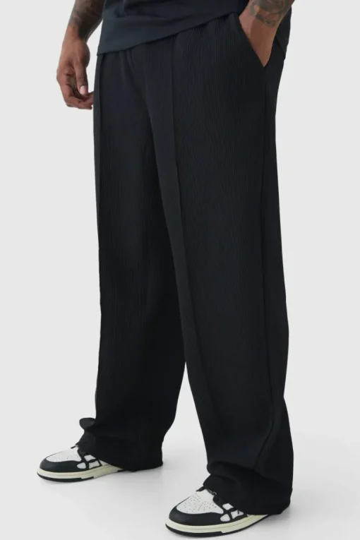 Plus Elastic Waist Relaxed Fit Pleated Trouser