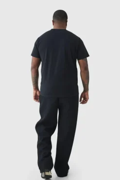 Plus Elastic Waist Relaxed Fit Pleated Trouser