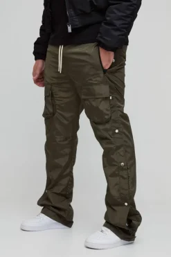 Plus Elasticated Waist Slim Flare Stacked Cargo Trousers