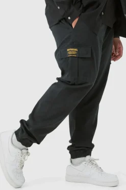 Plus Elasticated Waist Twill Slim Fit Cargo Tab Trouser