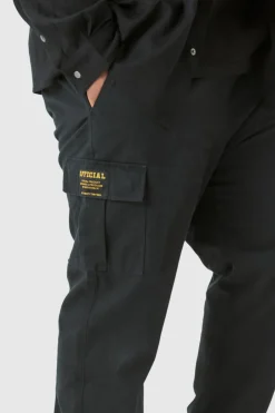 Plus Elasticated Waist Twill Slim Fit Cargo Tab Trouser