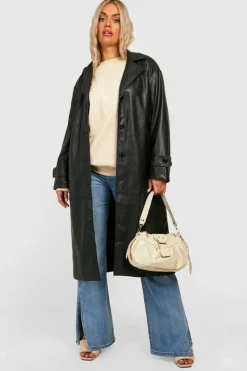 Plus Faux Pu Trench Coat