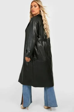 Plus Faux Pu Trench Coat