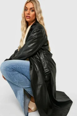 Plus Faux Pu Trench Coat
