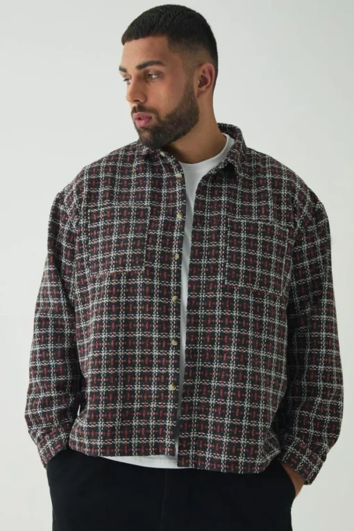 Plus Heavy Weight Boucle Overshirt