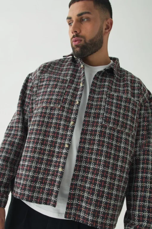 Plus Heavy Weight Boucle Overshirt