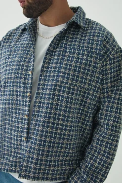 Plus Heavy Weight Boucle Overshirt