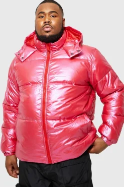 Plus High Shine Ripstop Man Print Tape Puffer