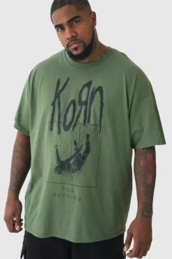 Plus Korn License Print T-shirt In Green
