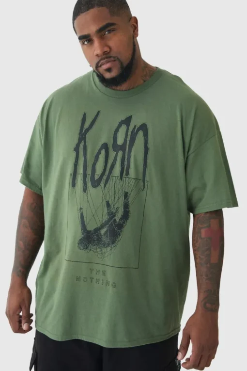 Plus Korn License Print T-shirt In Green