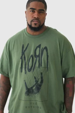Plus Korn License Print T-shirt In Green