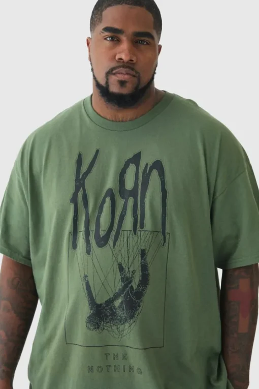 Plus Korn License Print T-shirt In Green