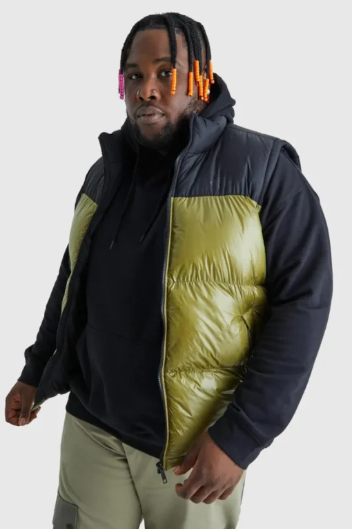Plus Man High Shine Colour Block Gilet