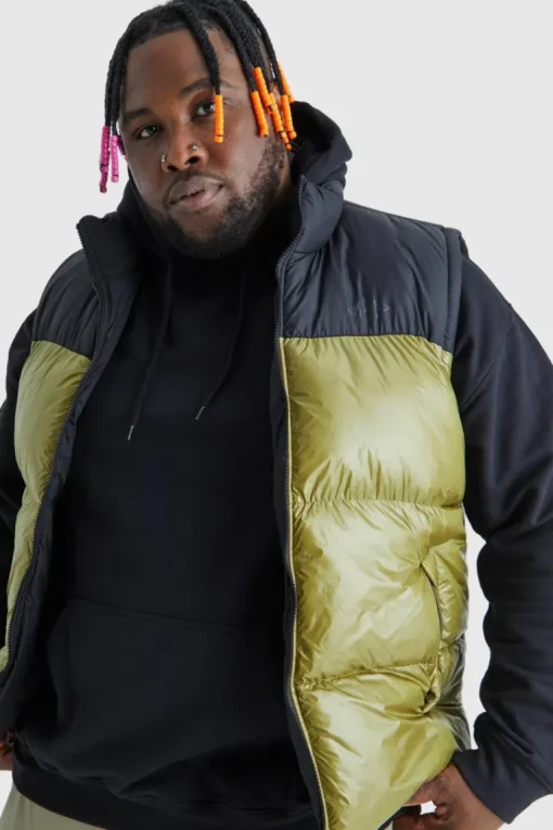 Plus Man High Shine Colour Block Gilet
