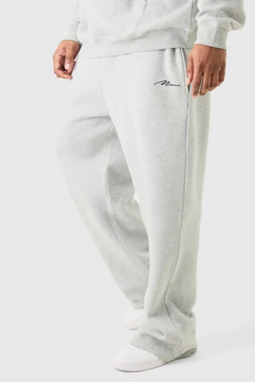 Plus Man Signature Relaxed Fit Jogger In Grey Marl
