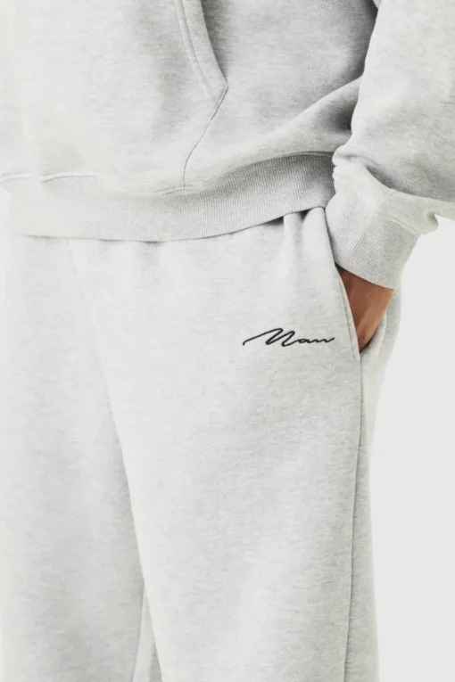 Plus Man Signature Relaxed Fit Jogger In Grey Marl