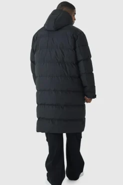 Plus Mid Length Hooded Puffer Jacket In Black