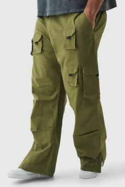 Plus Multi Split Hem Relaxed Fit Cargo Trousers