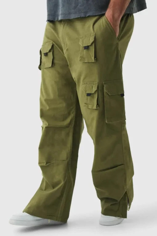 Plus Multi Split Hem Relaxed Fit Cargo Trousers