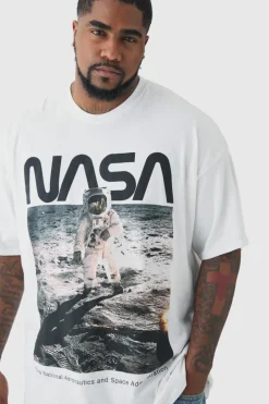 Plus Nasa Printed Licensed T-shirt In White