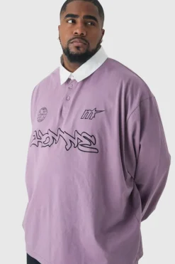 Plus Oversized Applique Rugby Polo