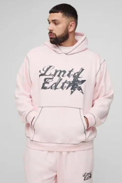 Plus Oversized Boxy Contrast Stitch Lmted Hooded Tracksuit