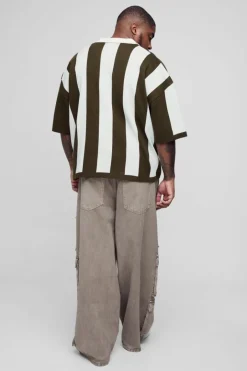 Plus Oversized Boxy Football Knitted Polo