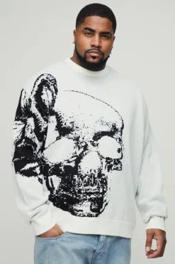 Plus Oversized Butterfly Skull Knitted Jumper