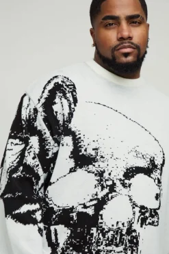Plus Oversized Butterfly Skull Knitted Jumper