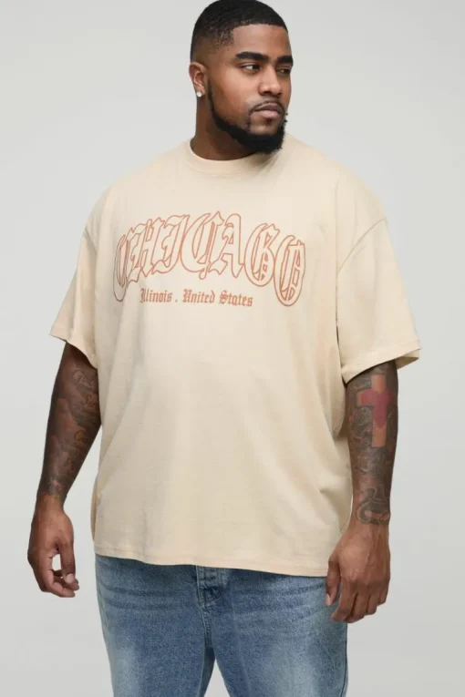 Plus Oversized Chicago Print T-shirt