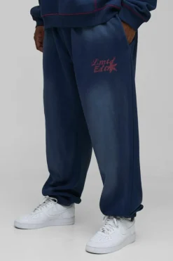 Plus Oversized Contrast Stitch Limited Spray Wash Jogger