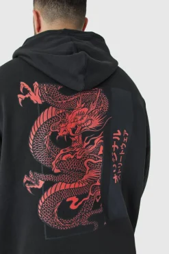 Plus Oversized Dragon Graphic Hoodie