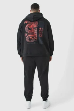 Plus Oversized Dragon Graphic Hoodie