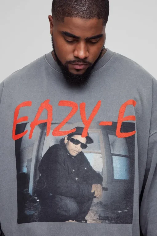 Plus Oversized Eazy-E Wash License Print Sweatshirt