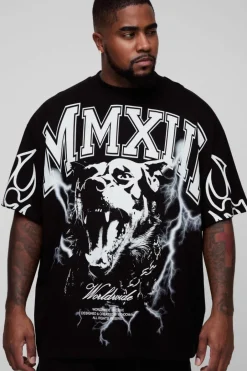 Plus Oversized Extended Neck MXII Large Scale Print T-Shirt