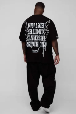 Plus Oversized Extended Neck MXII Large Scale Print T-Shirt