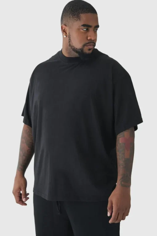 Plus Oversized Extended Neck Basic T-Shirt