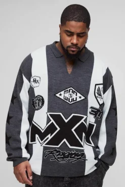 Plus Oversized Football Knitted Top