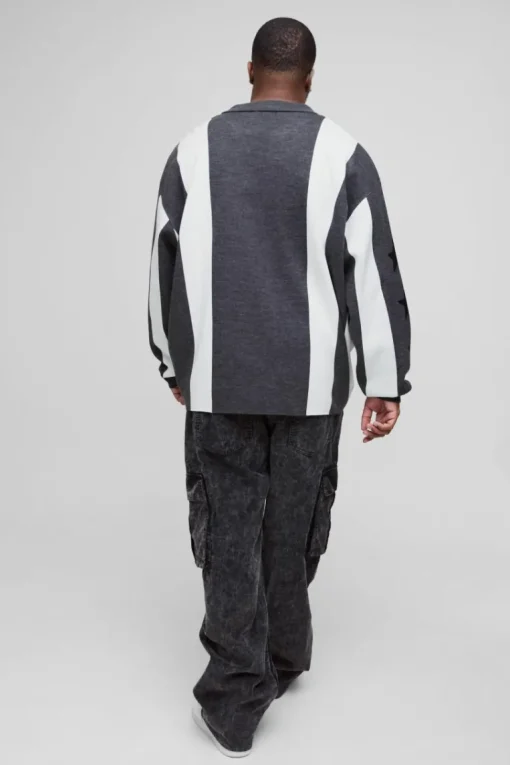 Plus Oversized Football Knitted Top