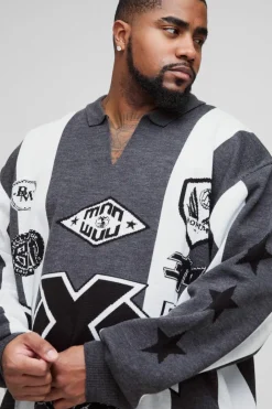 Plus Oversized Football Knitted Top